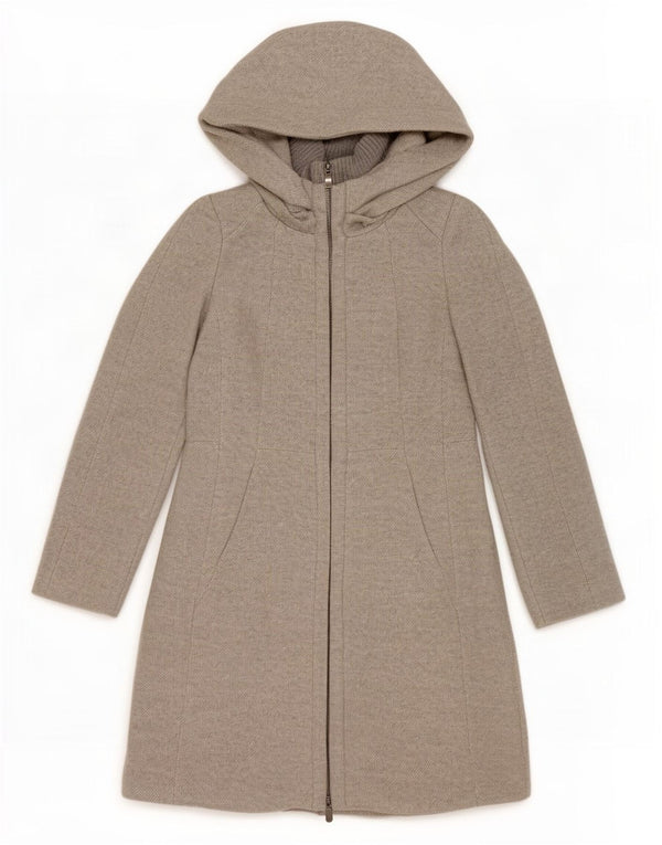 Zara Womens Hooded Overcoat UK 12 Medium Grey Acrylic