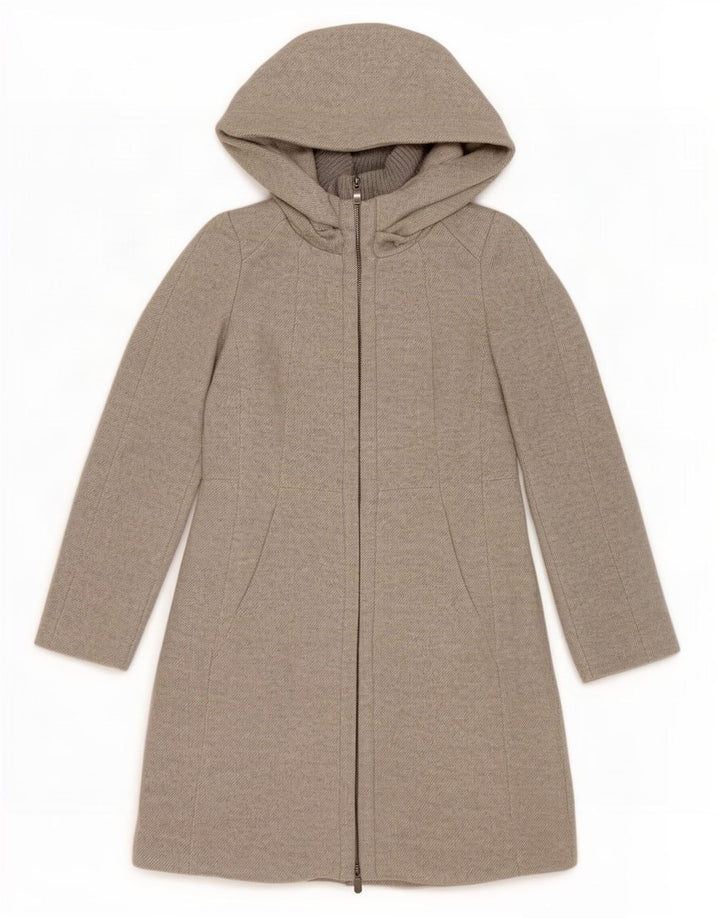 Zara Womens Hooded Overcoat UK 12 Medium Grey Acrylic