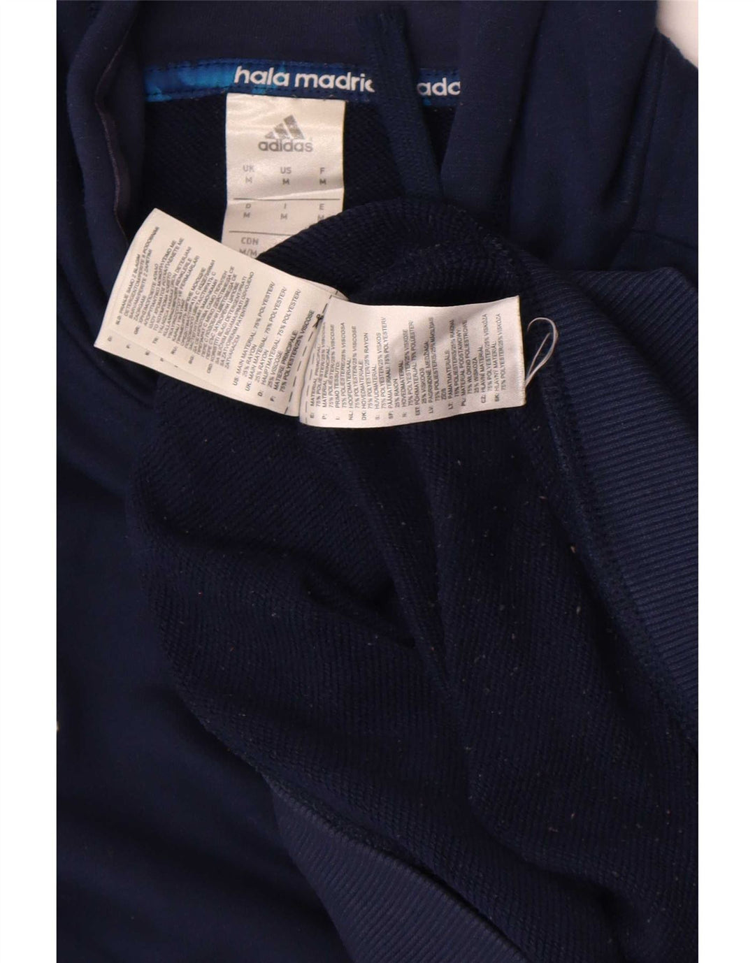 Adidas Mens Real Madrid Hoodie Jumper Medium Navy Blue Polyester
