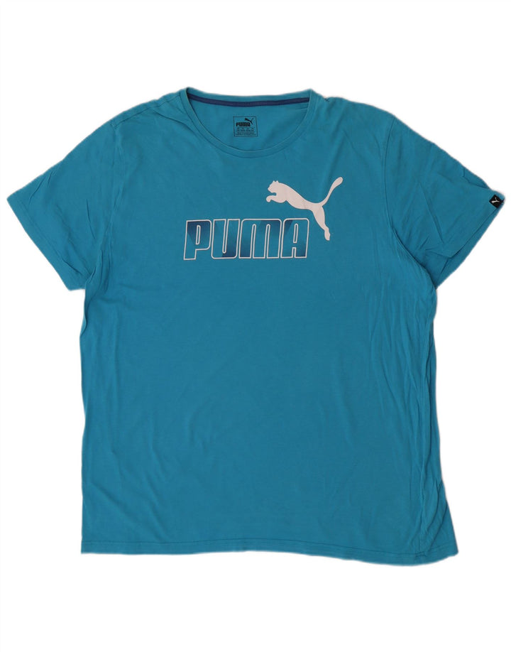 Puma Mens Graphic T-Shirt Top 2XL Blue Cotton