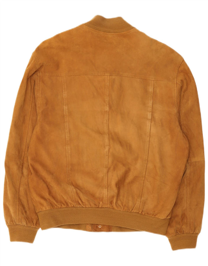 Martin Eden Mens Suede Bomber Jacket IT 48 Medium Brown Leather