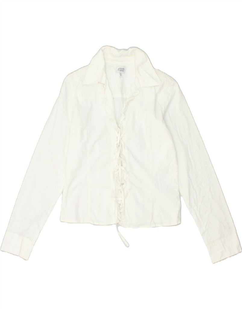 ARMANI JUNIOR Girls Ruffle Front Shirt 8-9 Years White Cotton | Vintage Armani Junior | Thrift | Second-Hand Armani Junior | Used Clothing | Messina Hembry 