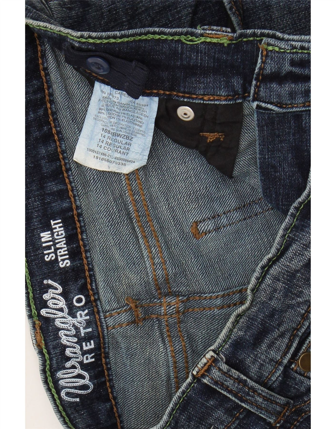 WRANGLER Boys Retro Slim Straight Jeans 13-14 Years W26 L29 Blue Cotton