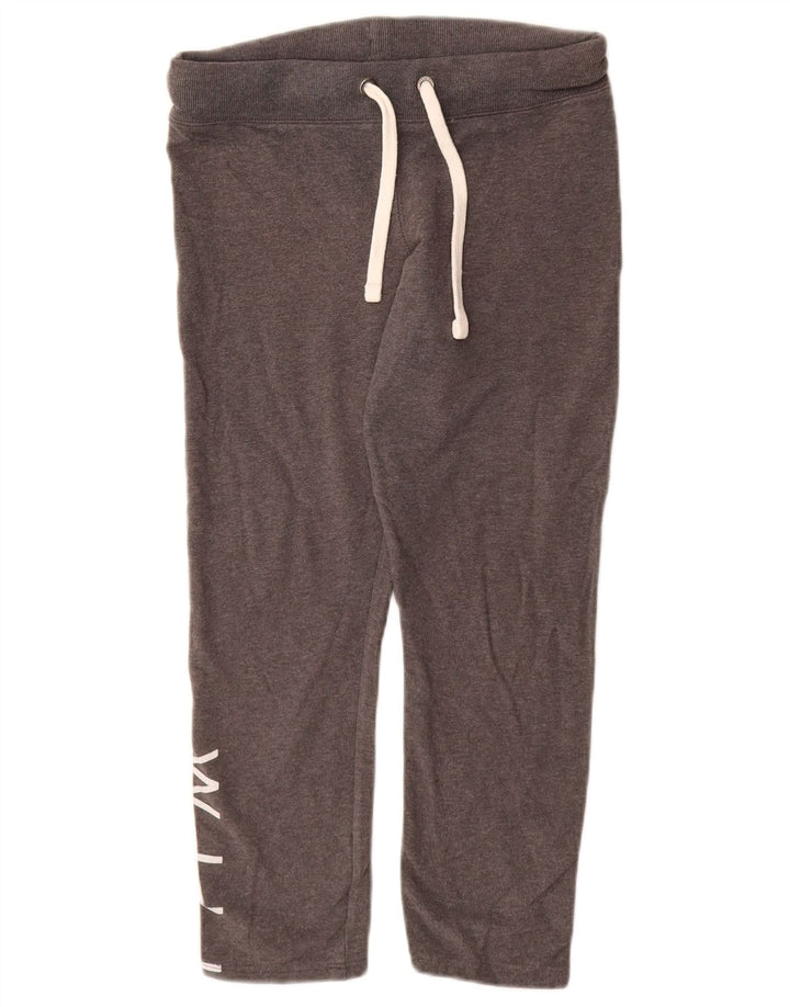 JACK WILLS Womens Graphic Crop Tracksuit Trousers UK 6 XS Grey Cotton