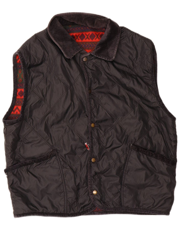 Vintage Mens Reversible Quilted Gilet UK 40 Large Black