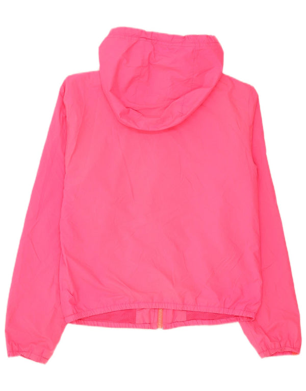 Hollister Womens Hooded Tracksuit Top Jacket UK 14 Medium Pink Colourblock