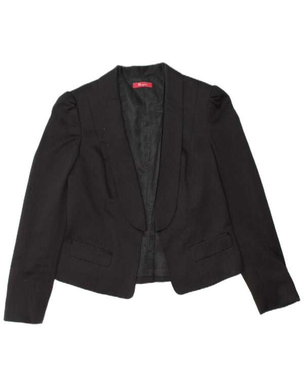 MONSOON Womens Crop Open Blazer Jacket UK 10 Small Black Polyester