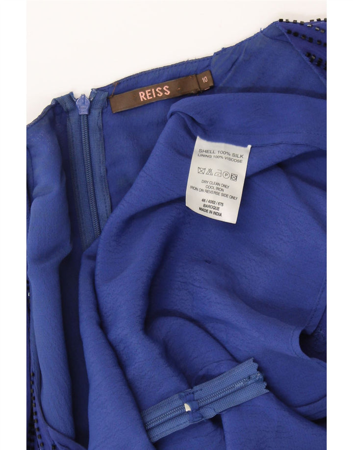 REISS Womens Blouse Top UK 10 Small Blue Silk