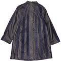 Vintage Womens Leather Coat UK 14 Medium Navy Blue Striped