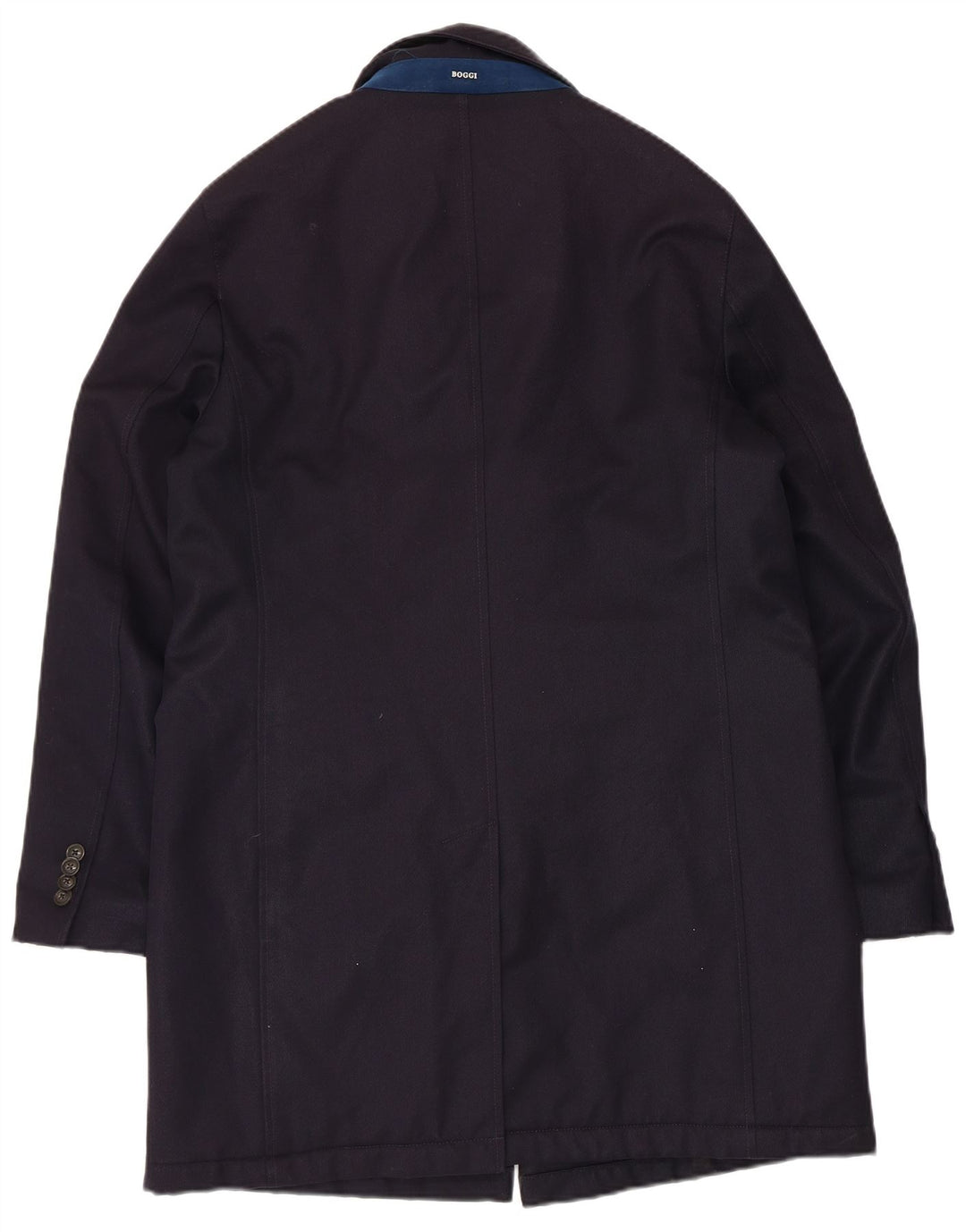 Boggi Mens Overcoat IT 46 Small Navy Blue Wool