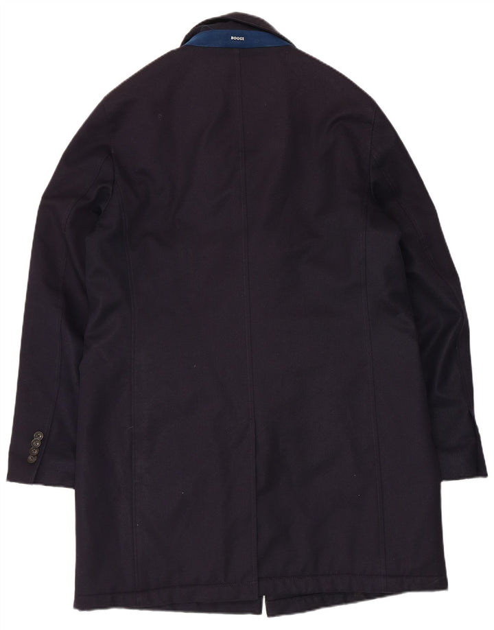 Boggi Mens Overcoat IT 46 Small Navy Blue Wool