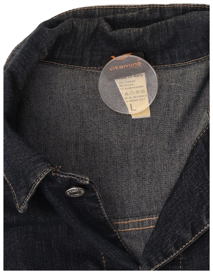 Vitamina Mens Denim Jacket UK 40 Large Navy Blue Cotton