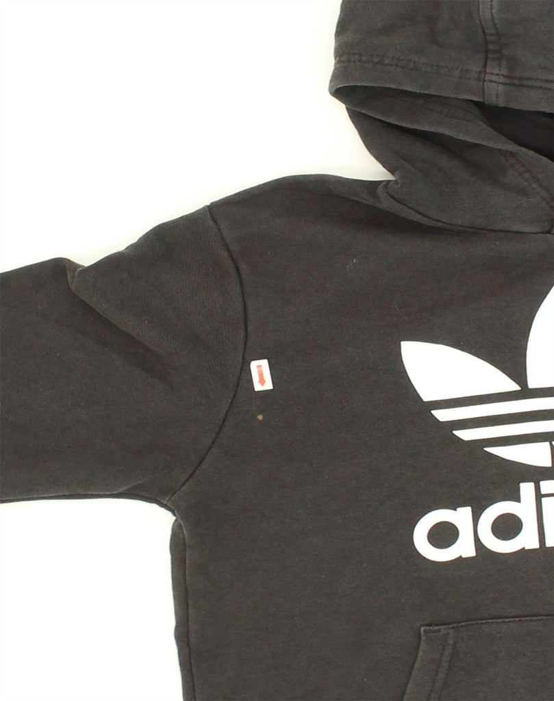 ADIDAS Boys Graphic Hoodie Jumper 13-14 Years Black Cotton | Vintage Adidas | Thrift | Second-Hand Adidas | Used Clothing | Messina Hembry 