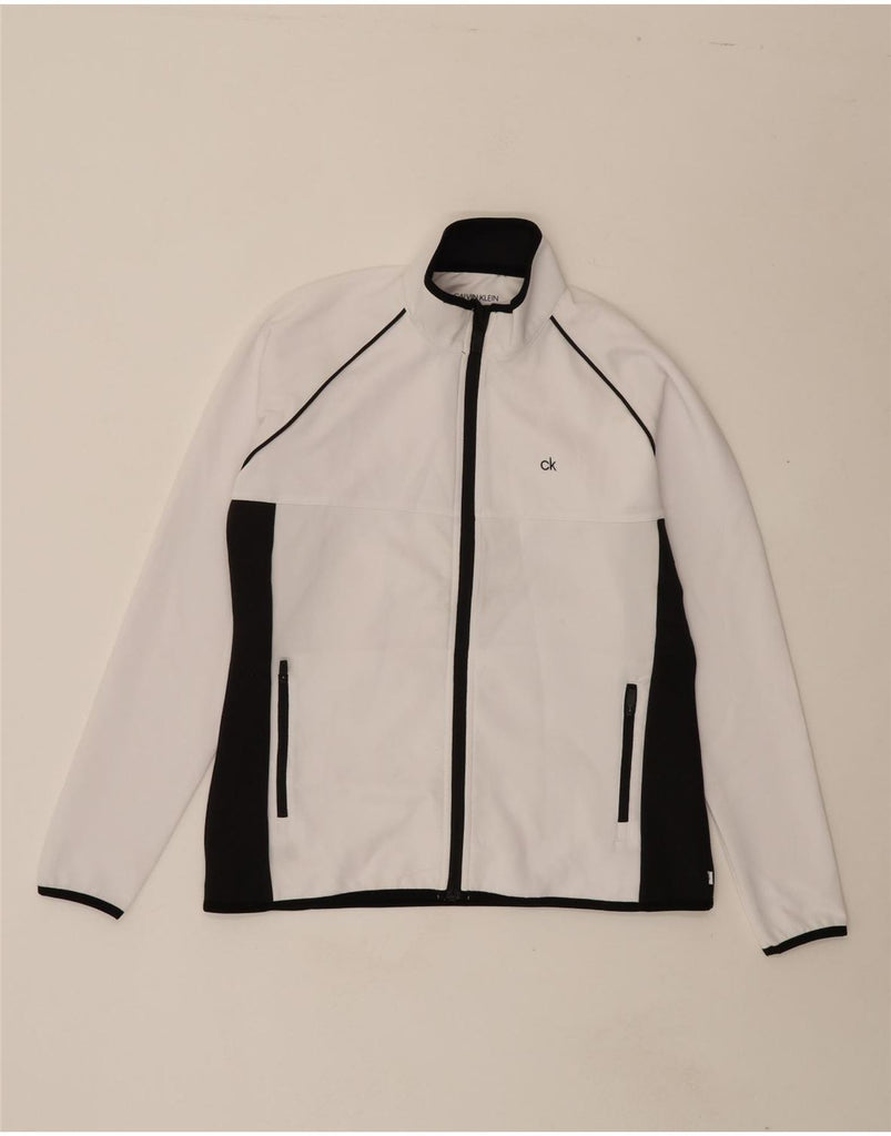 CALVIN KLEIN Womens Golf Tracksuit Top Jacket UK 14 Large  White Vintage Calvin Klein and Second-Hand Calvin Klein from Messina Hembry 