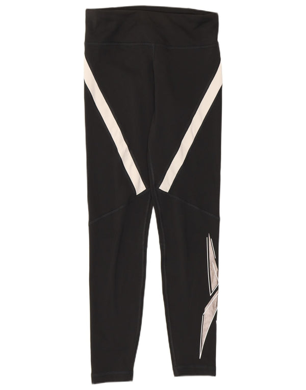Reebok Womens Speed Wick Leggings UK 8/10 Small Black Colourblock Polyester