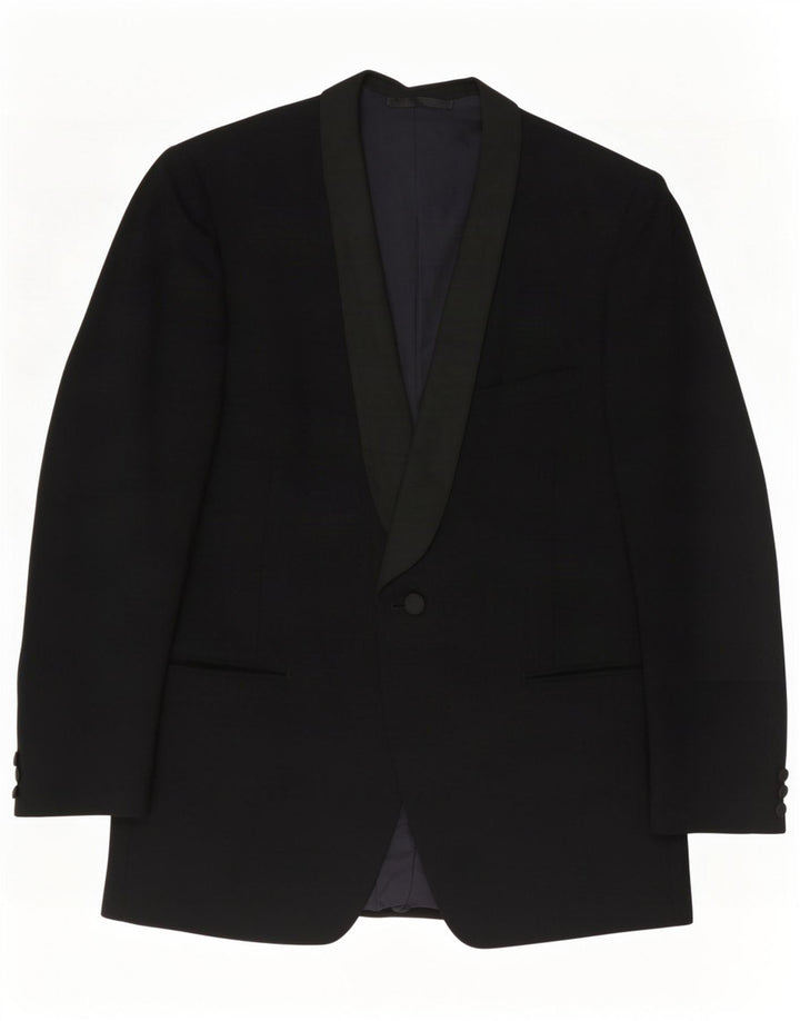 San Remo Mens 1 Button Blazer Jacket IT 50 Large Black Virgin Wool