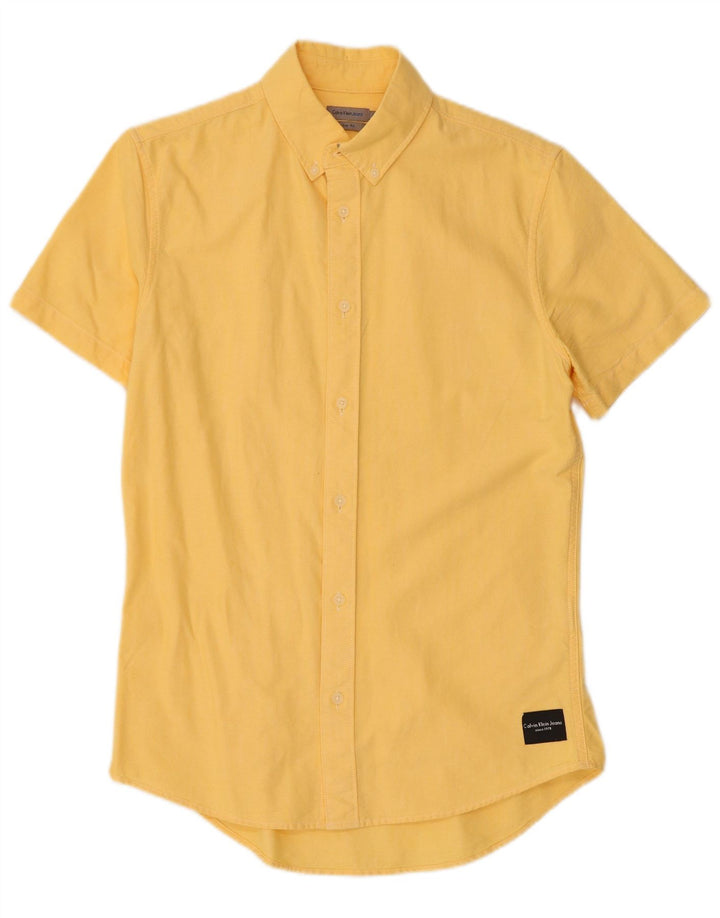 Calvin Klein Jeans Mens Short Sleeve Slim Fit Shirt Small Yellow