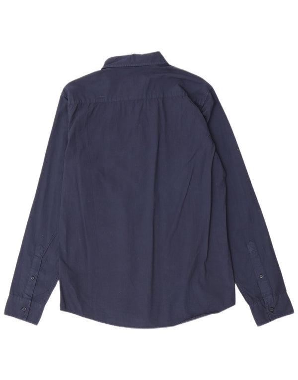 Schott Mens Shirt Large Navy Blue Cotton