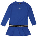 Dkny Womens Graphic Long Sleeve Tunic Top UK 14 Medium Blue Viscose