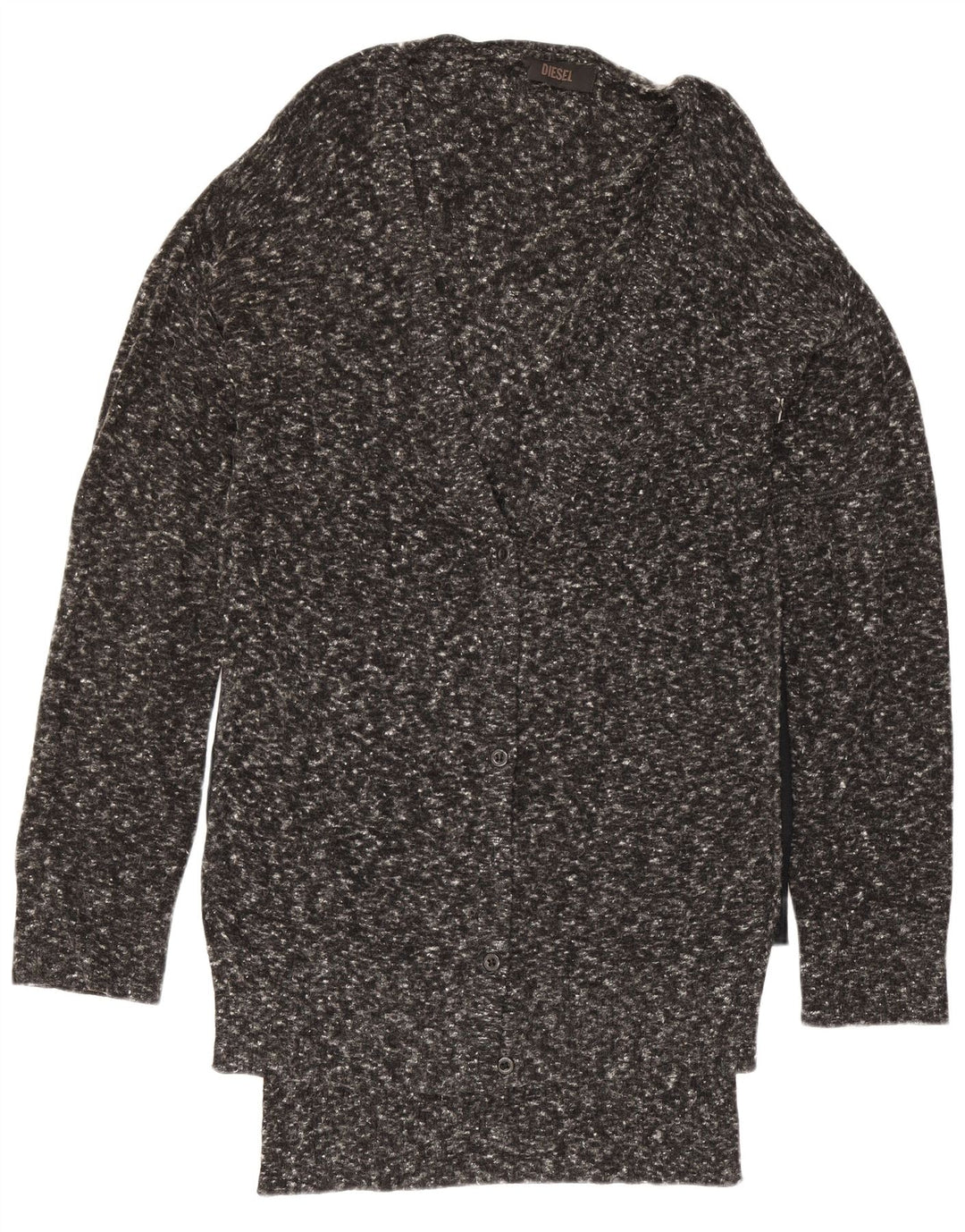 Diesel Womens Longline Oversized Cardigan Sweater UK 10 Small Grey Flecked