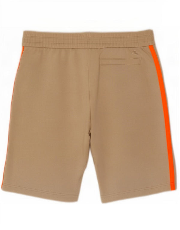 Calvin Klein Mens Graphic Sport Shorts Large Beige Colourblock Cotton