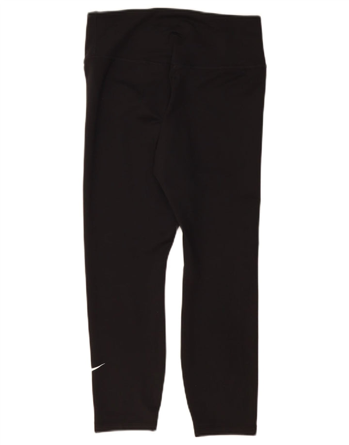 NIKE Womens Dri Fit Capri Leggings UK 12 Medium  Black Polyester