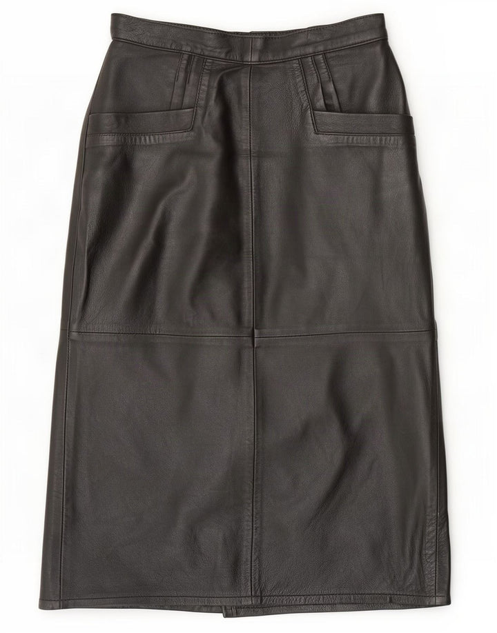 Ruby Womens High Waist Leather Skirt EU 38 Medium W28 Black