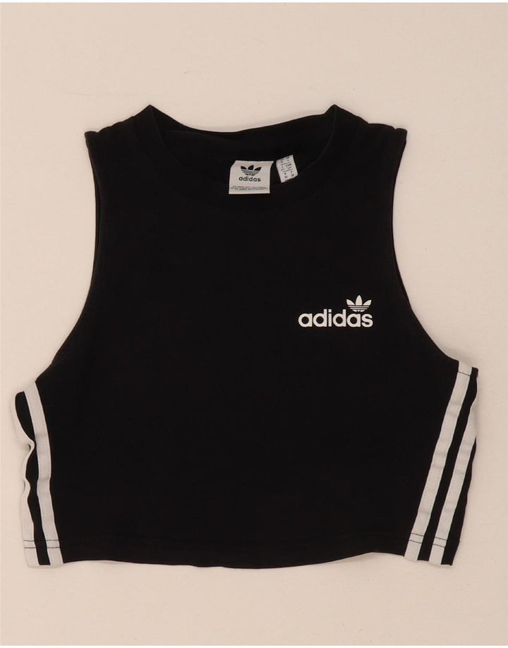 Adidas Womens Graphic Vest Top UK 10 Small Black Cotton