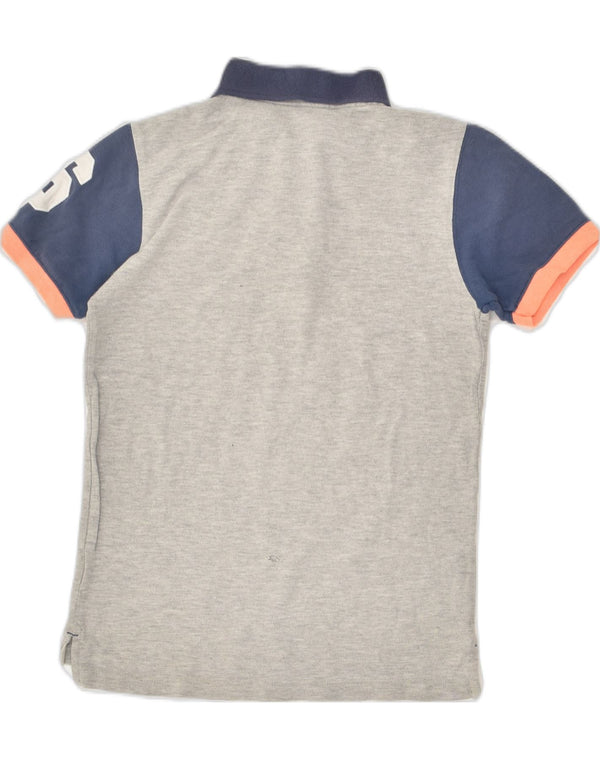 GAP Boys NYC Polo Shirt 11-12 Years Medium Grey Colourblock Cotton