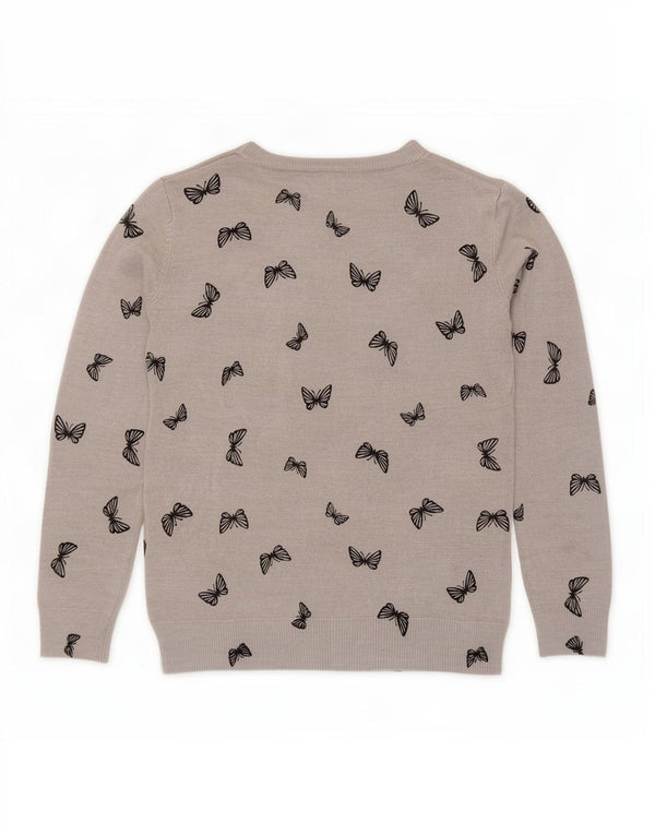 Marks & Spencer Womens Boat Neck Jumper Sweater UK 10 Small Grey Butterfly