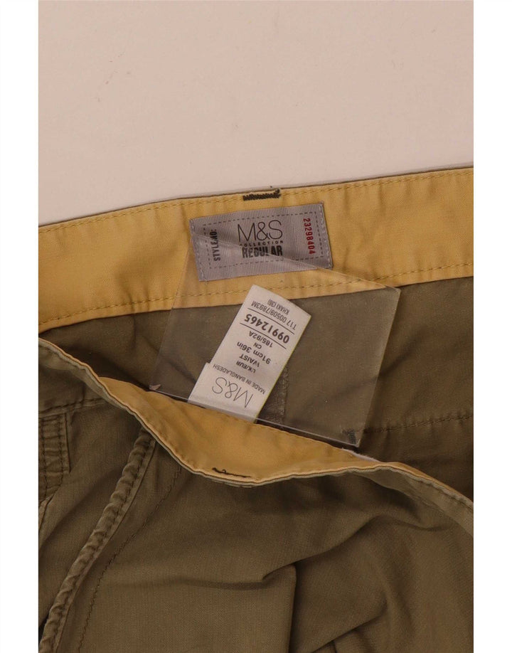Marks & Spencer Mens Regular Fit Cargo Shorts W36 Large Khaki Cotton