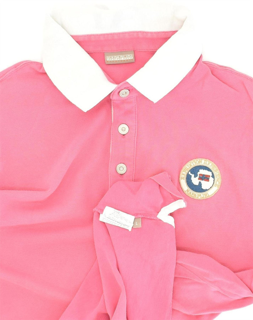 NAPAPIJRI Mens Polo Shirt Large Pink Cotton | Vintage Napapijri | Thrift | Second-Hand Napapijri | Used Clothing | Messina Hembry 