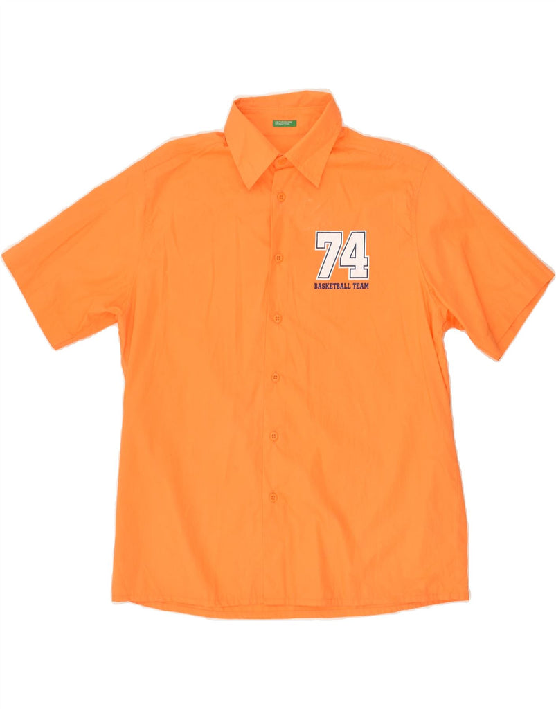 BENETTON Boys Short Sleeve Shirt 11-12 Years XL Orange Cotton | Vintage Benetton | Thrift | Second-Hand Benetton | Used Clothing | Messina Hembry 