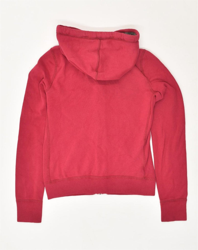 ABERCROMBIE & FITCH Womens Graphic Zip Hoodie Sweater UK 12 Medium Red | Vintage Abercrombie & Fitch | Thrift | Second-Hand Abercrombie & Fitch | Used Clothing | Messina Hembry 