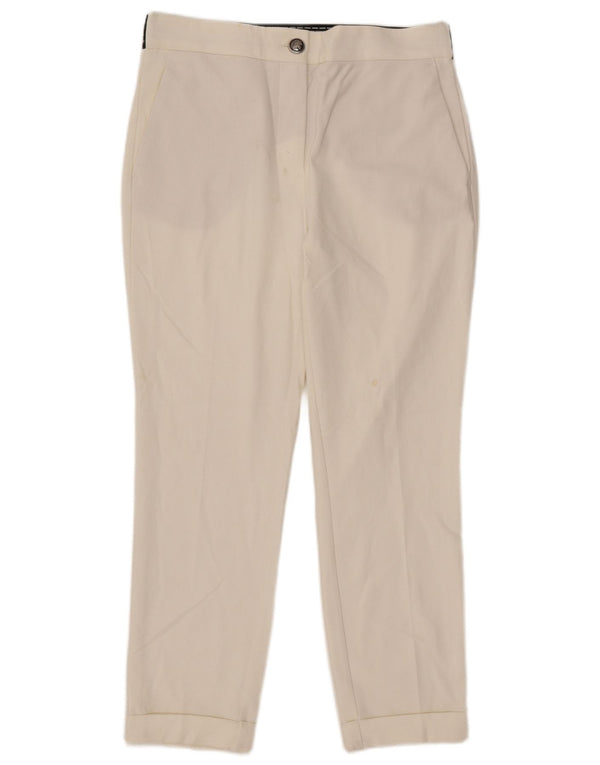 Zara Womens Slim Chino Trousers Large W30 L27 White Colourblock Polyester