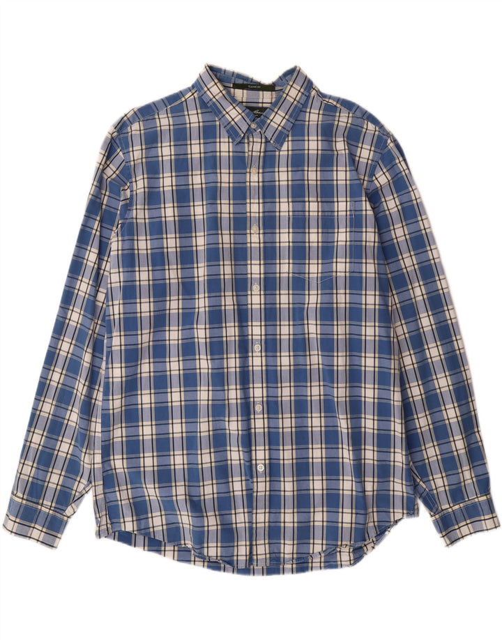 EDDIE BAUER Mens Seattle Classic Fit Shirt Large Blue Check Cotton