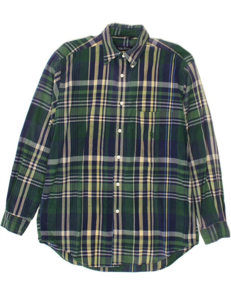 NAUTICA Mens Shirt Medium Green Check Cotton | Vintage Nautica | Thrift | Second-Hand Nautica | Used Clothing | Messina Hembry 