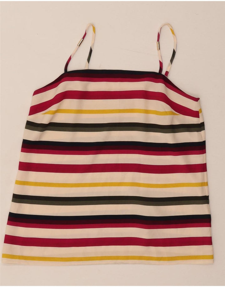 Oasis Womens Crop Cami Top UK 10 Small  Multicoloured Striped Polyester
