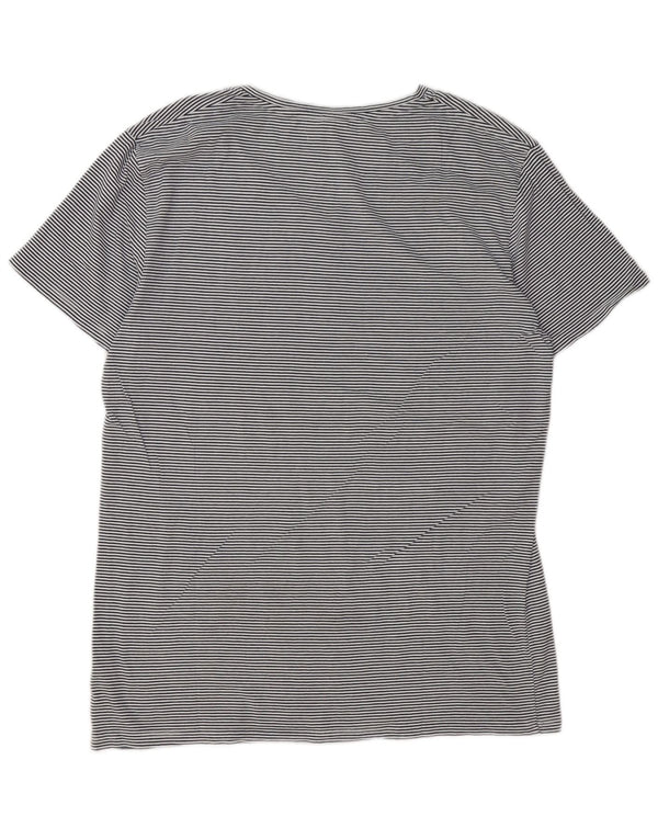Scotch & Soda Mens T-Shirt Top XL Blue Pinstripe Cotton