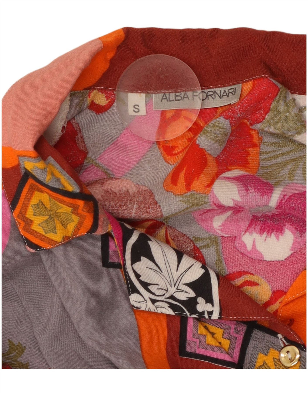 ALBA FORNARI Womens Oversized Shirt UK 10 Small Multicoloured Patchwork