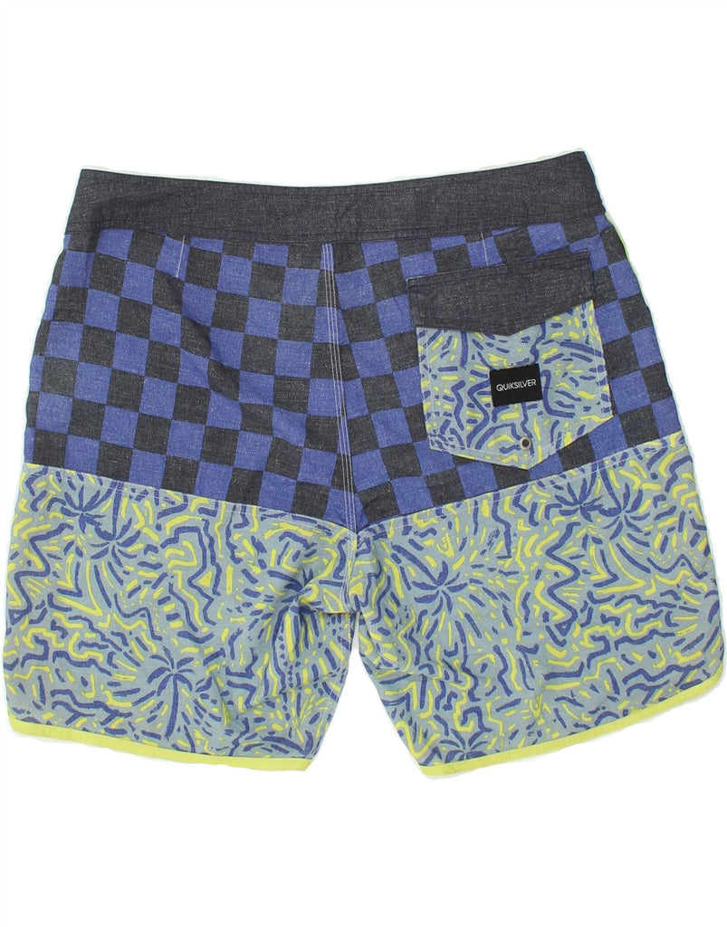 QUIKSILVER Mens Swimming Shorts Large Blue Check Polyester | Vintage Quiksilver | Thrift | Second-Hand Quiksilver | Used Clothing | Messina Hembry 