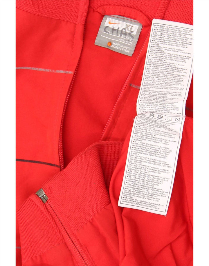 Nike Boys Graphic Tracksuit Top Jacket 13-14 Years XL Red Striped Polyester