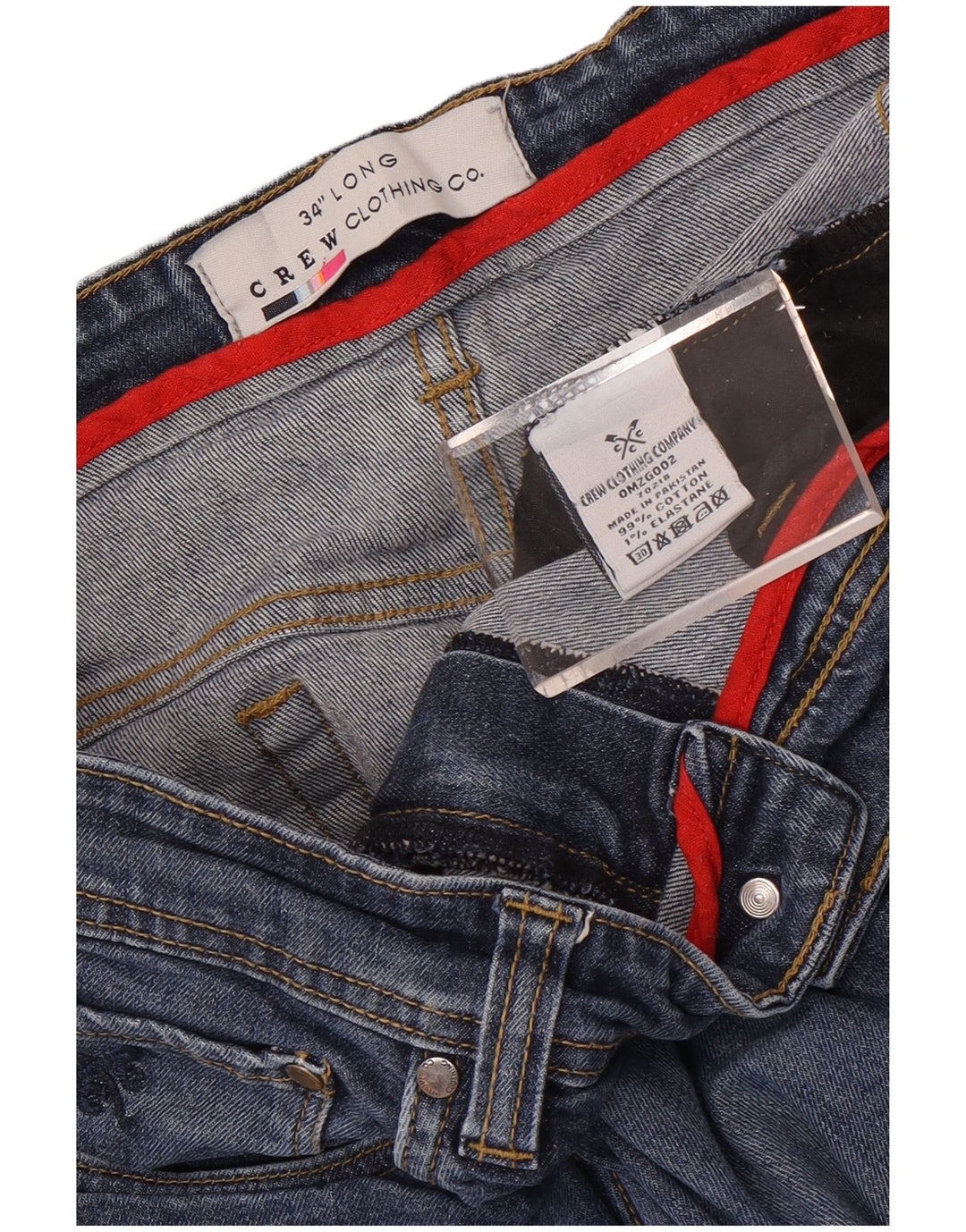 Crew Clothing Mens Slim Jeans W34 L34 Blue Cotton