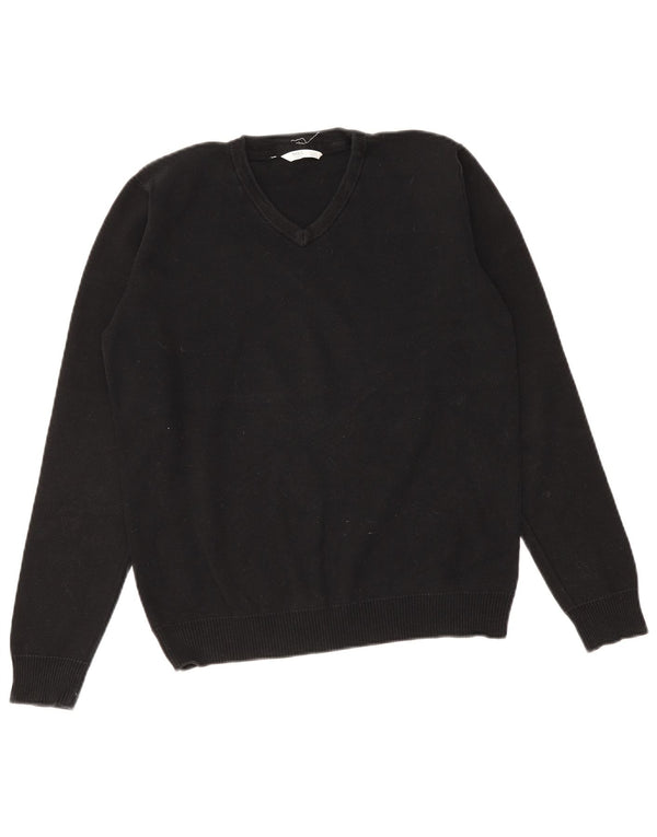 Marks & Spencer Boys V-Neck Jumper Sweater 14-15 Years Black Cotton