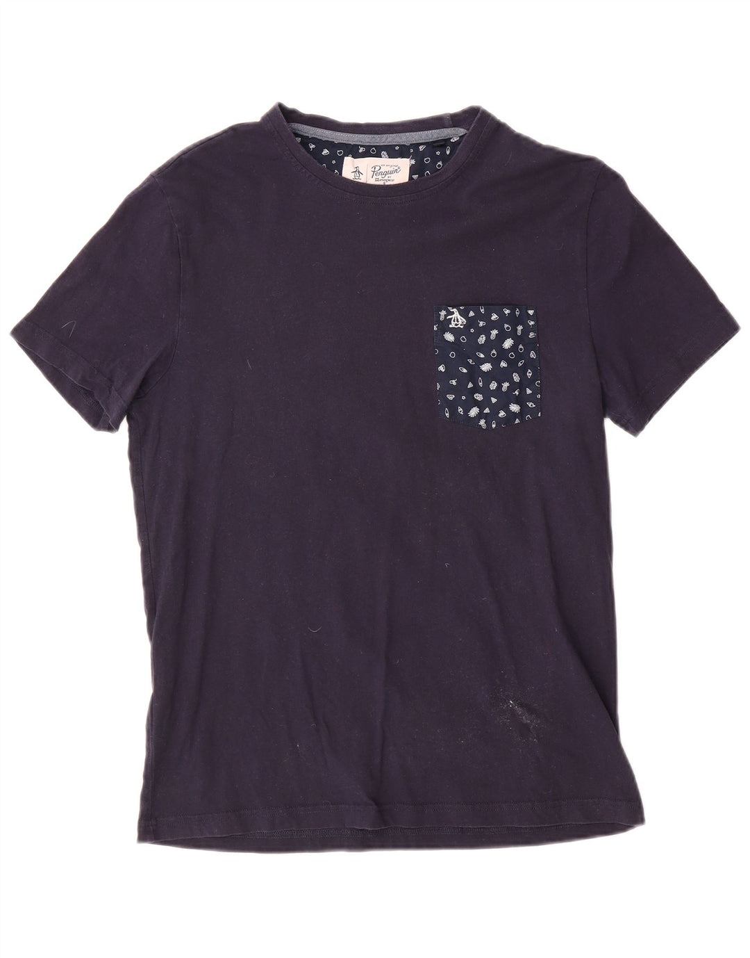 Penguin Mens T-Shirt Top Medium Navy Blue Cotton