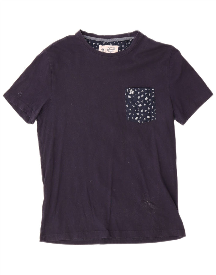Penguin Mens T-Shirt Top Medium Navy Blue Cotton