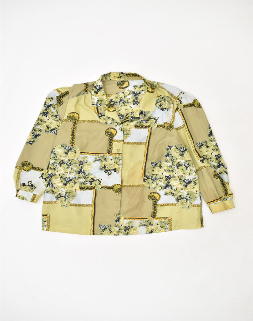 VINTAGE Womens Shirt Blouse UK 18 XL Yellow Patchwork | Vintage | Thrift | Second-Hand | Used Clothing | Messina Hembry 