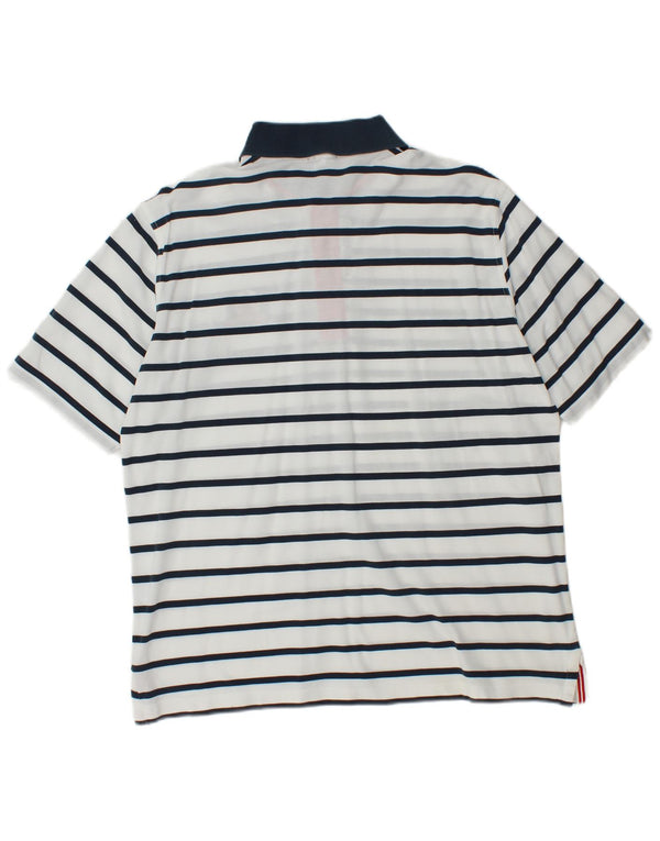 Amerigo Vespucci Mens Rugby Polo Shirt Large White Striped