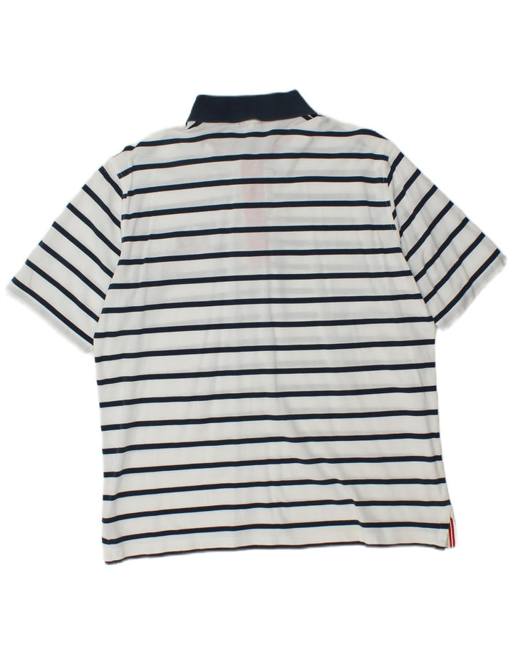 Amerigo Vespucci Mens Rugby Polo Shirt Large White Striped