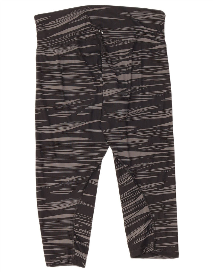 Adidas Womens Climalite Capri Leggings UK 12/14 Medium Black Striped